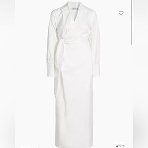 SIMKHAI  Briar Draped Cotton-Blend Shirtdress Size 2 In White.